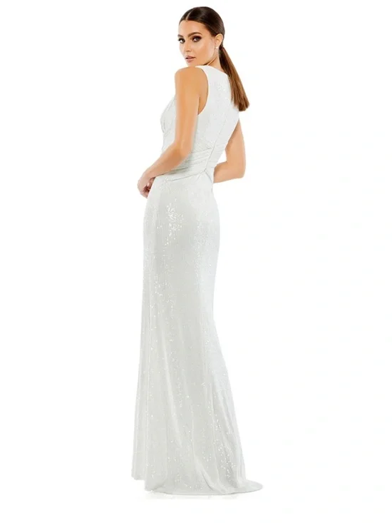 MacDuggal Ivory Sequinned V-Neck Evening Gown NWT size 4 - Picture 2 of 9